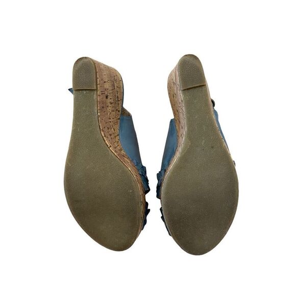 Blue Apt 9 Open Toe Wedges High Heels Beach Coastal Vacation Party - Picture 9 of 11